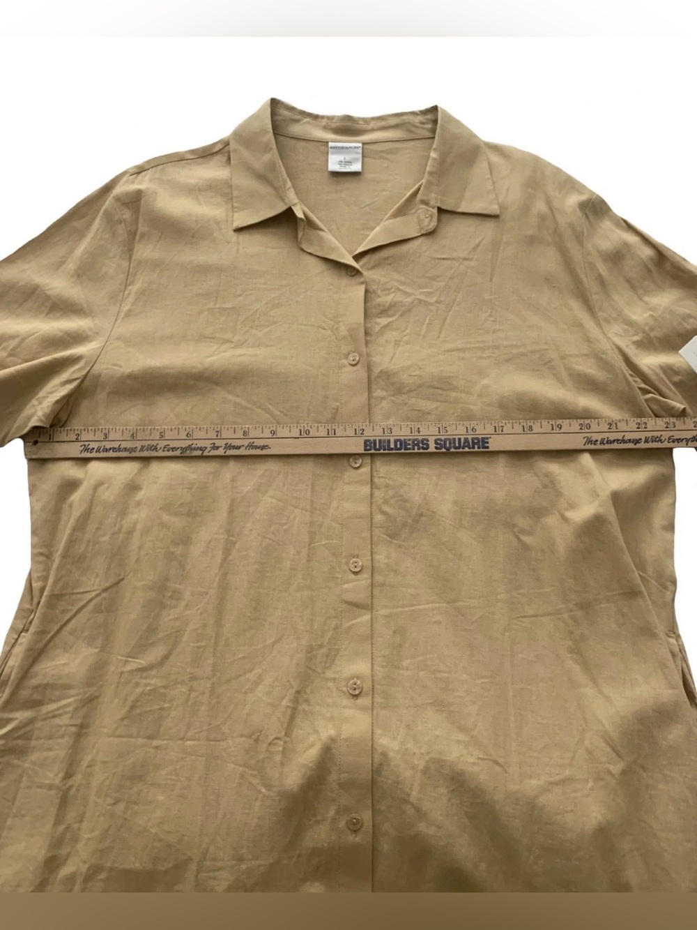 NEW Size L Womens Nottibianche Casual Linen Maxi House Dress Pockets Tan $58 - Picture 3 of 9